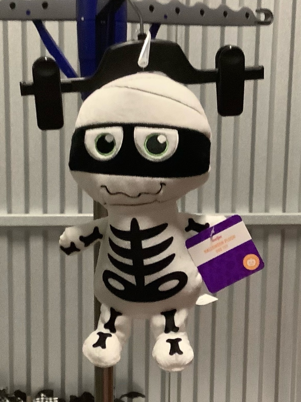 Plush Mummy Skeleton Dog Toy – White & Black Chewable Plush